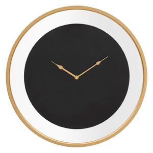 Orologio da Muro Fashion Ø60x5 cm in Ferro e Vetro Oro e Nero