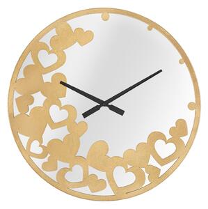 Orologio Oro Heart Ø55x4 cm in Ferro Specchio e MDF Oro