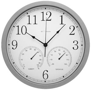 Orologio da Muro Ø35x4 cm in Plastica e Vetro Bianco e Grigio