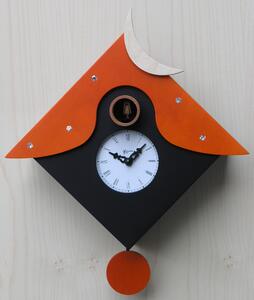 Orologio a Cucù da Parete 34X34X12Cm Pirondini Italia Otranto Nero e Arancio