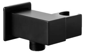 Presa acqua quadrata con supporto doccino orientabile nero opaco - Olimpo Docce