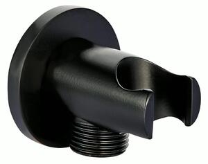 Presa acqua con supporto doccino tondo nero opaco - Olimpo Docce