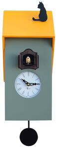 Orologio a Cucù da Parete 17x37x12 cm con Gatto Pirondini Italia Vicenza Grigio Cemento