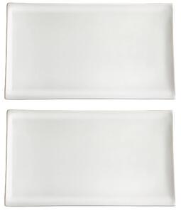 Set 2 Vassoi Rettangolari 34x16x2,4 cm in Porcellana Allluminica Kaleidos Aluxina Bianchi