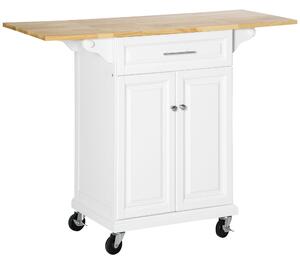 Carrello da Cucina Espandibile 1 Cassetto 2 Ante 119,6x45,7x91,2 cm con Ruote Bianco