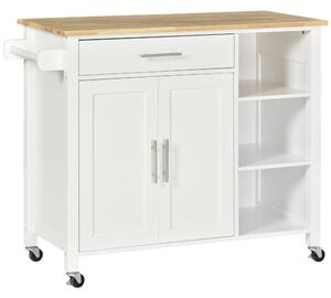 Mobiletto Carrello da Cucina 107,5x48x89 cm con Ruote in Legno MDF Bianco