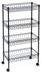 Carrello da Cucina 45x25x85 cm 4 Ceste in Metallo Fumer Derby Nero