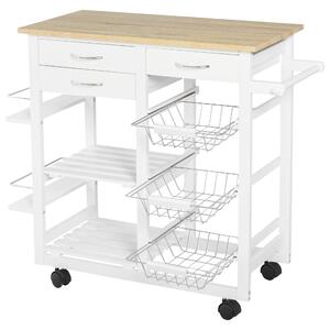 Carrello da Cucina 92x37x82 cm in Legno MDF Bianco