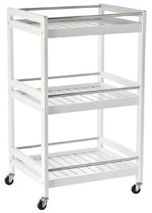 Carrello da Cucina 45x38x78 cm 3 Ripiani in Legno Bianco
