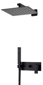 Kit doccia nero con soffione 20x20 - braccio doccia - miscelatore | poseidon - Olimpo Docce