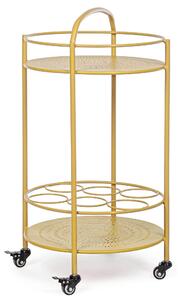 Carrello da Cucina 45x81 cm con Portabottiglie e Ruote in Acciaio Ocra