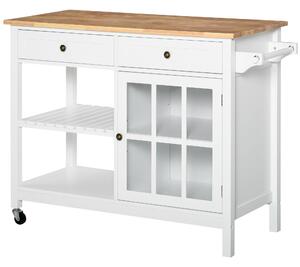 Mobiletto Carrello da Cucina 116,5x48x86,5 cm in MDF con Cassetti e Mensole Bianco