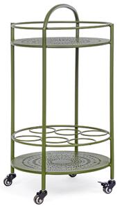 Carrello da Cucina 45x81 cm con Portabottiglie e Ruote in Acciaio Verde