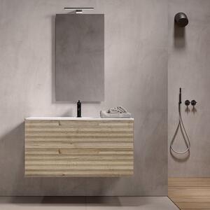 Mobile bagno sospeso 100cm rovere alba ondulato zen - Olimpo Docce