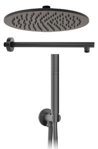 Kit doccia nero 5pz soffione 25 presa acqua braccio doccia flex e doccetta metaform - Metaform