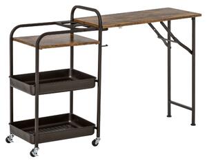 Carrello da Cucina 118x36,5x82 cm con Ripiano Pieghevole Marrone
