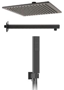 Kit doccia nero 5pz soffione 25x25 presa acqua braccio doccia flex e doccetta metaform - Metaform