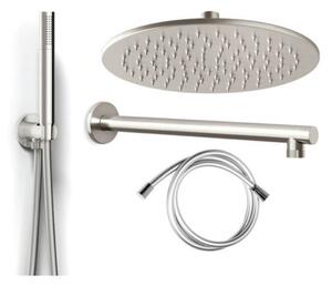 Kit doccia satinato 5pz braccio soffione 25 doccetta e presa acqua con tubo in silicone seven satin - Metaform