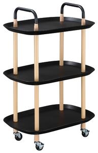 Carrello da Cucina 57,5x36,5x85 cm in Metallo e Plastica Nero e Marrone