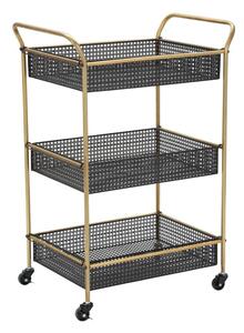Carrello Fashion 56x37x81 cm in Ferro Nero e Oro