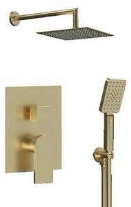 Kit doccia dorato pvc 5pz doccetta 3 funzioni miscelatore soffione alpha - Olimpo Docce