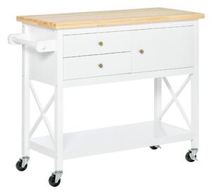 Carrello da Cucina 108x45x89 cm in Legno Bianco