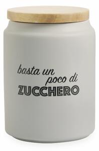 Barattolo Zucchero con Scritta Ø11x15 cm in Gres con Coperchio in Bambù VdE Tivoli 1996