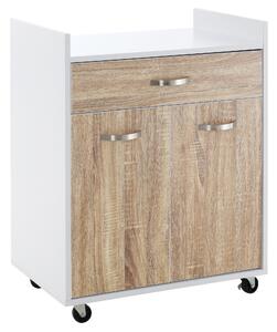 Carrello da Cucina 60x40x77 cm in Legno Bianco e Rovere