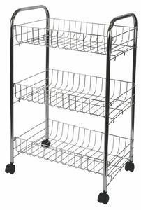 Carrello da Cucina 3 Ripiani 40x26x62 cm in Metallo Cromato