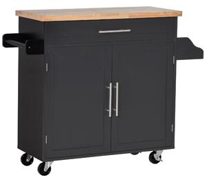 Carrello da Cucina 109x40x89 cm in Legno Nero
