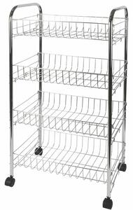 Carrello da Cucina 4 Ripiani 41x26,5x75 cm in Metallo Cromato