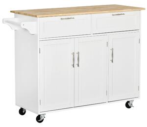 Carrello da Cucina 121x46x91 cm in Legno e MDF Bianco