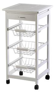 Carrello da Cucina in Legno Bianco 3 Cestelli Tosini A308-28S