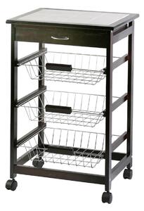 Carrello da Cucina in Legno Wengè 3 Cestelli Tosini C002W