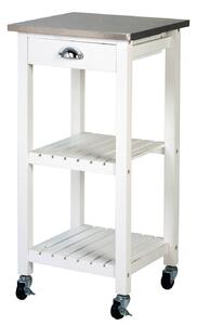 Carrello da Cucina in Legno Bianco e Inox Tosini KT004S