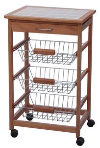 Carrello da Cucina in Legno 3 Cestelli Tosini C002B