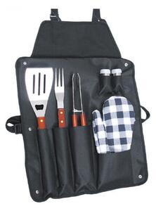 Grembiule con Accessori per Barbecue 57x42 cm in Tessuto Multicolor
