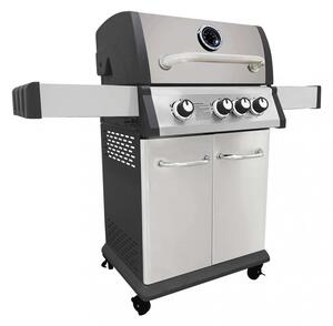 Barbecue a Gas GPL Montana 3 Fuochi + 1 con Fornello Laterale 120x57x114 h cm in Acciaio Grigio