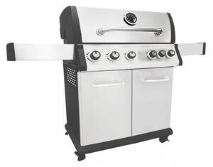 Barbecue a Gas GPL Montana 5 Fuochi + 1 con Fornello Laterale 144x57x114 h cm in Acciaio Grigio