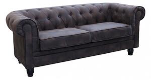 Divano 3 Posti Chesterfield 197x74x82 h cm in Similpelle Marrone