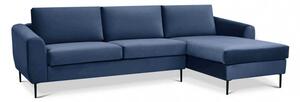 Divano con Chaise Longue Gregory in Tessuto Blu