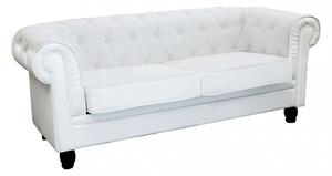 Divano 3 Posti Chesterfield 197x74x82 h cm in Similpelle Bianco