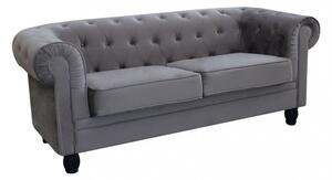 Divano 3 Posti Chesterfield 197x74x82 h cm in Velluto Grigio