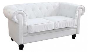 Divano 2 Posti Chesterfield 152x74x82 h cm in Similpelle Bianco