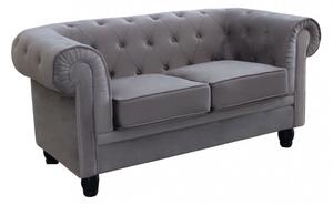 Divano 2 Posti Chesterfield 152x74x82 h cm in Velluto Grigio