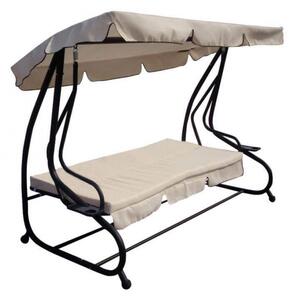 Dondolo Letto Relax con Cuscini 230x120x164 h cm in Acciaio Ecrù