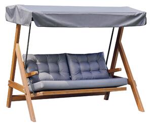 Dondolo da Giardino 3 Posti 190x120x180 cm in Legno con Cuscini Grigio