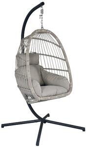 Dondolo Pensile da Giardino 100x103x196 cm in Alluminio e Corda Grigio Chiaro