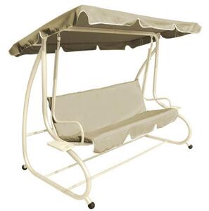 Dondolo 3 Posti da Giardino 230x120x170 cm in Acciaio e Poliestere Bertozzi Positano Beige