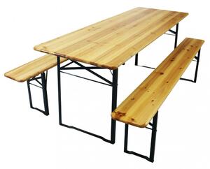 Set Birreria da Giardino Pieghevole in Legno Marrone